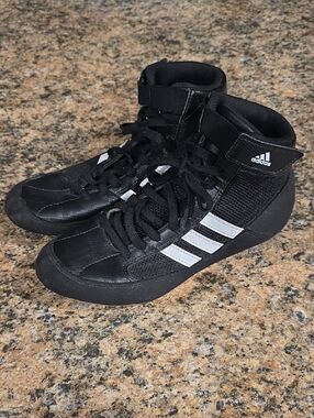 adidas Kids Black High-Top Wreatling Shoes Size 5.5Y